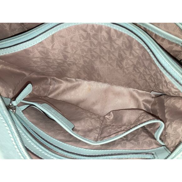 MICHAEL KORS LARGE SAFFIANO BLUE, LIGHT BLUE SHOULDER BAG - Picture 13 of 16